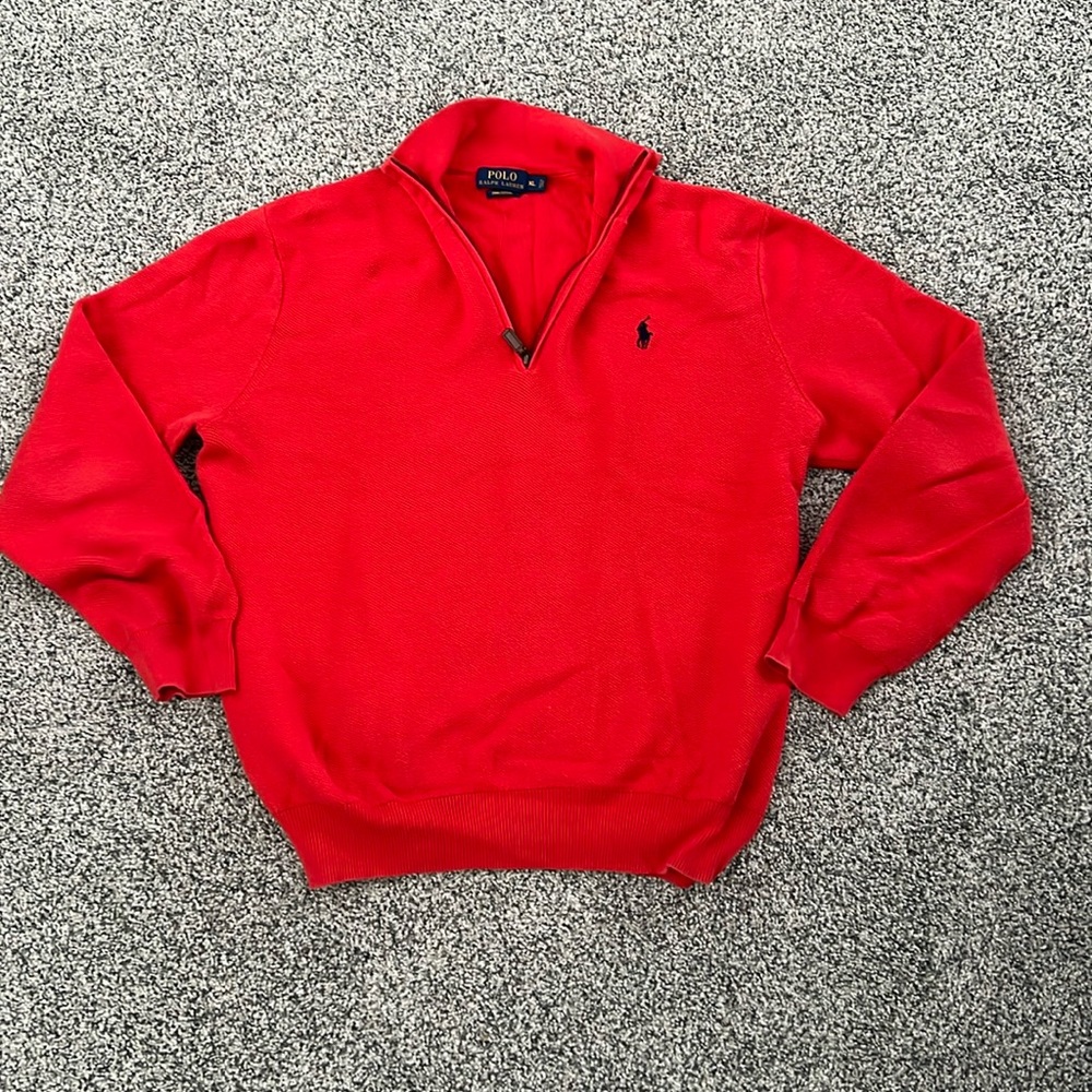 Polo-Ralph Lauren Knit Cotton Quarter-Zip Sweater